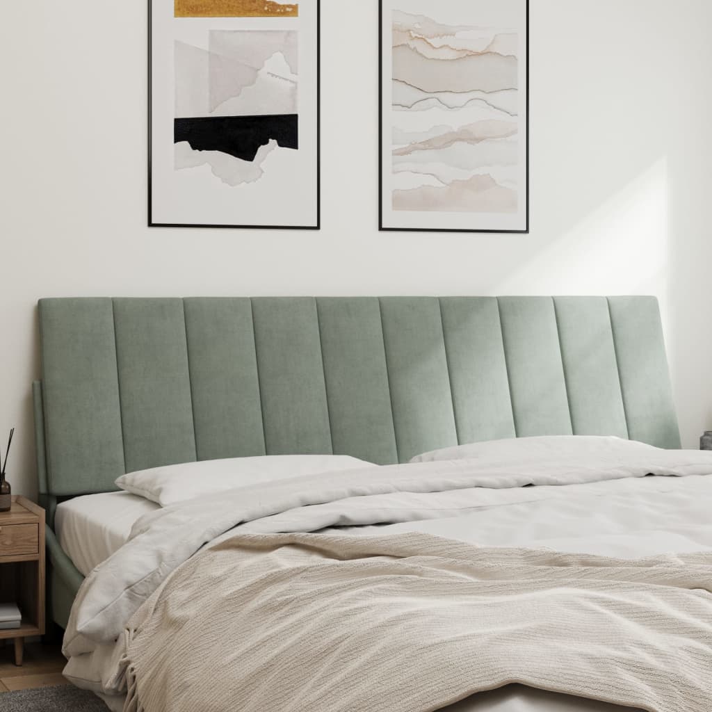 Hoofdbordkussen "Hanko" 180 cm fluweel lichtgrijs is nu te koop bij PeponiXL, paradijselijk wonen!
