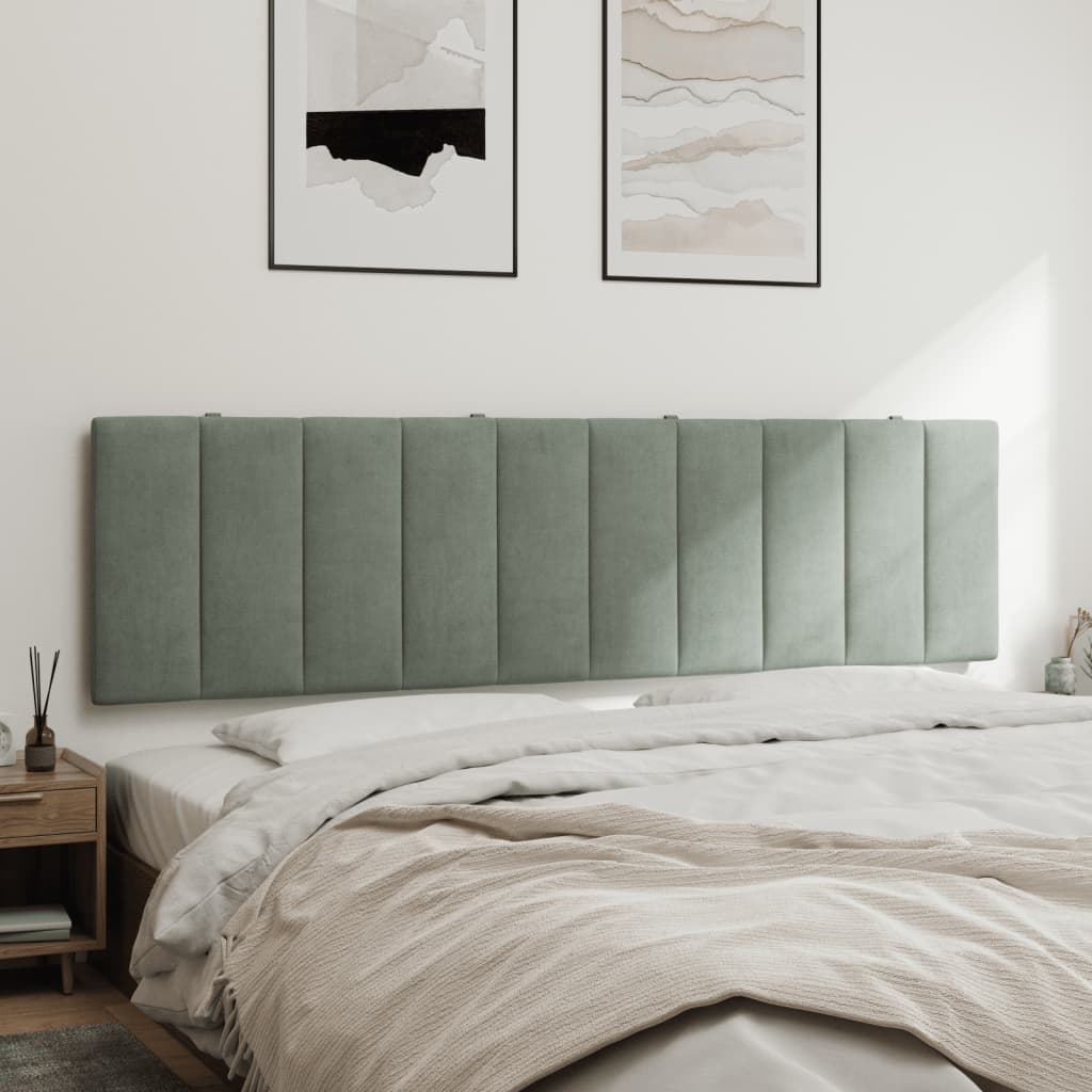 Hoofdbordkussen "Hanko" 180 cm fluweel lichtgrijs is nu te koop bij PeponiXL, paradijselijk wonen!