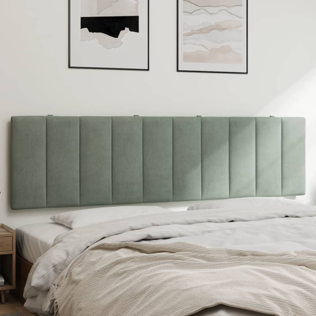 Hoofdbordkussen "Hanko" 180 cm fluweel lichtgrijs is nu te koop bij PeponiXL, paradijselijk wonen!