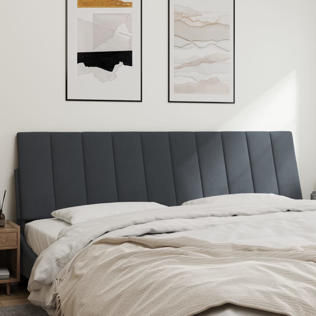 Hoofdbordkussen "Hanko" 180 cm fluweel donkergrijs is nu te koop bij PeponiXL, paradijselijk wonen!