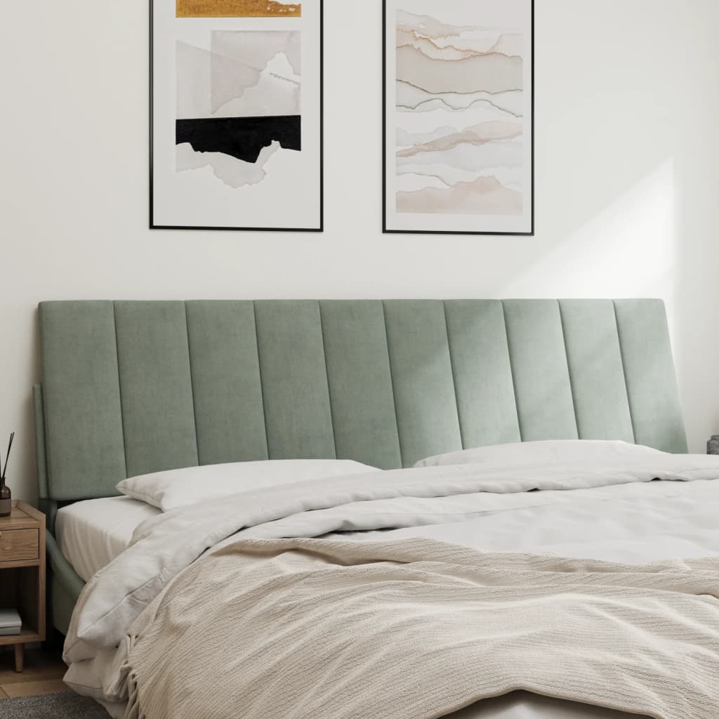 Hoofdbordkussen "Hanko" 183 cm fluweel lichtgrijs is nu te koop bij PeponiXL, paradijselijk wonen!