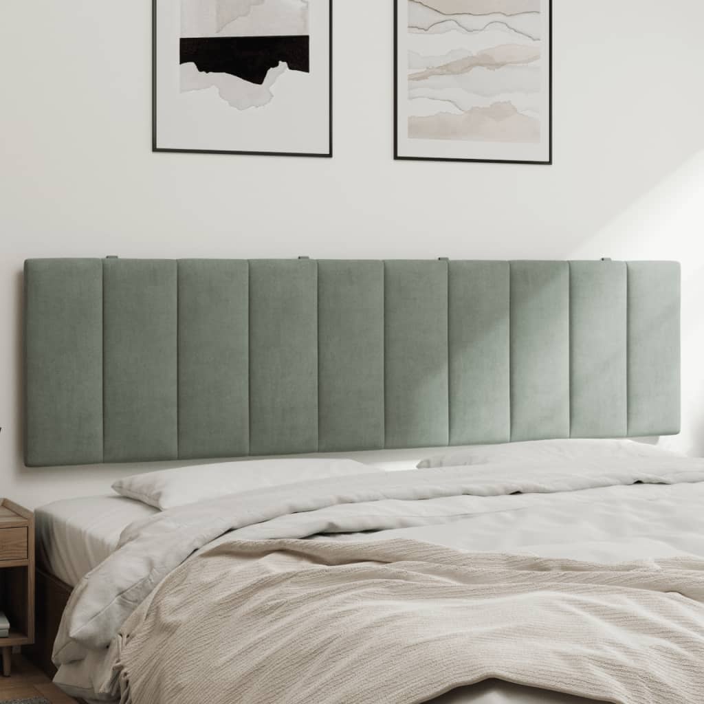 Hoofdbordkussen "Hanko" 183 cm fluweel lichtgrijs is nu te koop bij PeponiXL, paradijselijk wonen!