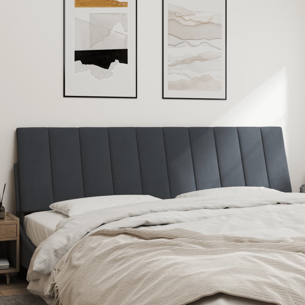 Hoofdbordkussen "Hanko" 183 cm fluweel donkergrijs is nu te koop bij PeponiXL, paradijselijk wonen!