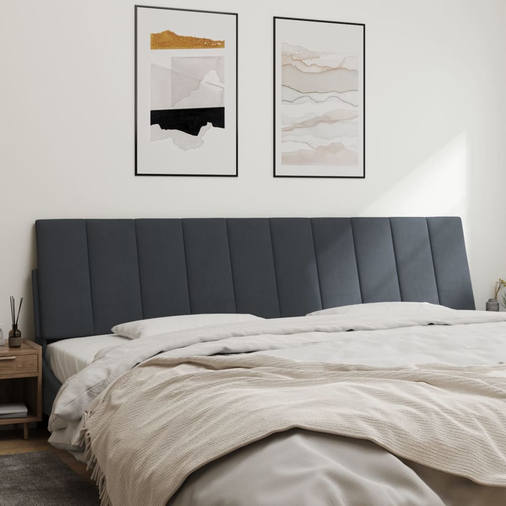 Hoofdbordkussen "Hanko" 200 cm fluweel donkergrijs is nu te koop bij PeponiXL, paradijselijk wonen!