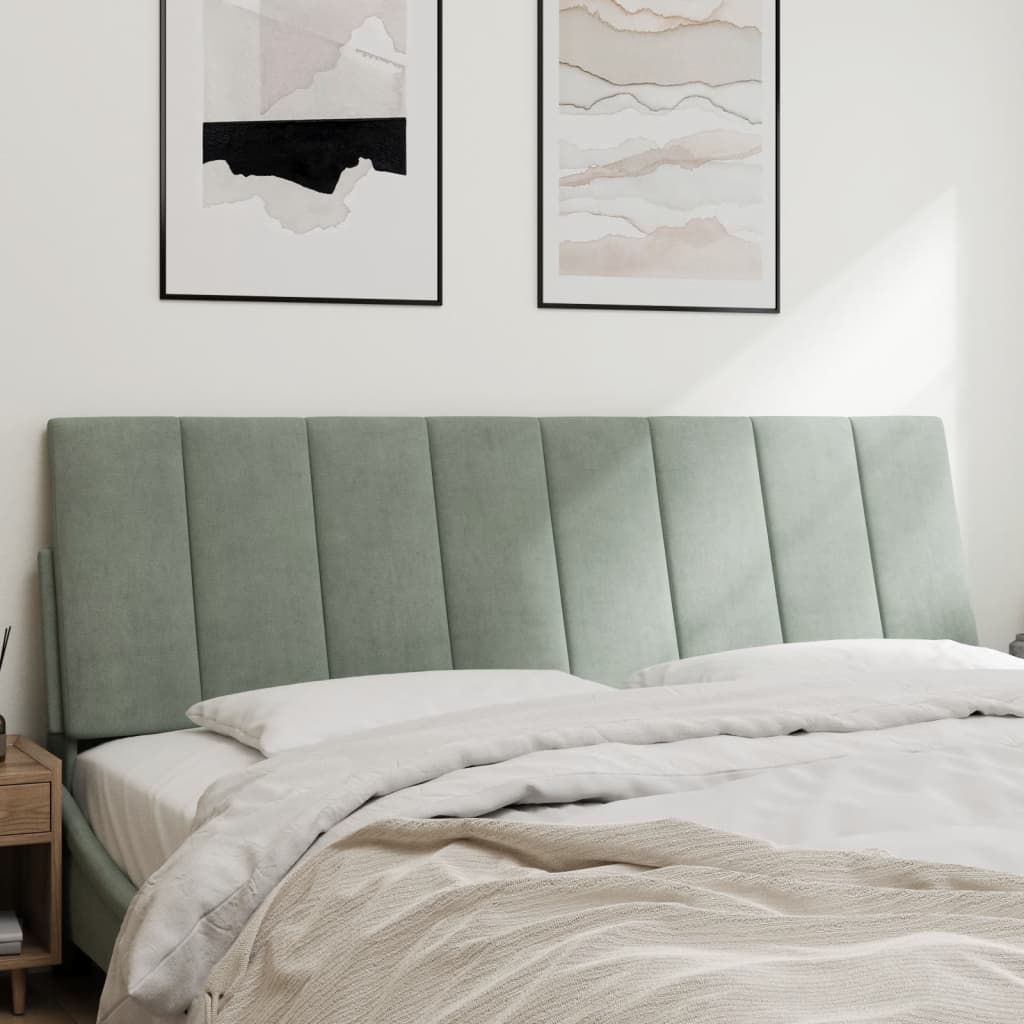 Hoofdbordkussen "Hanko" 152 cm fluweel lichtgrijs is nu te koop bij PeponiXL, paradijselijk wonen!