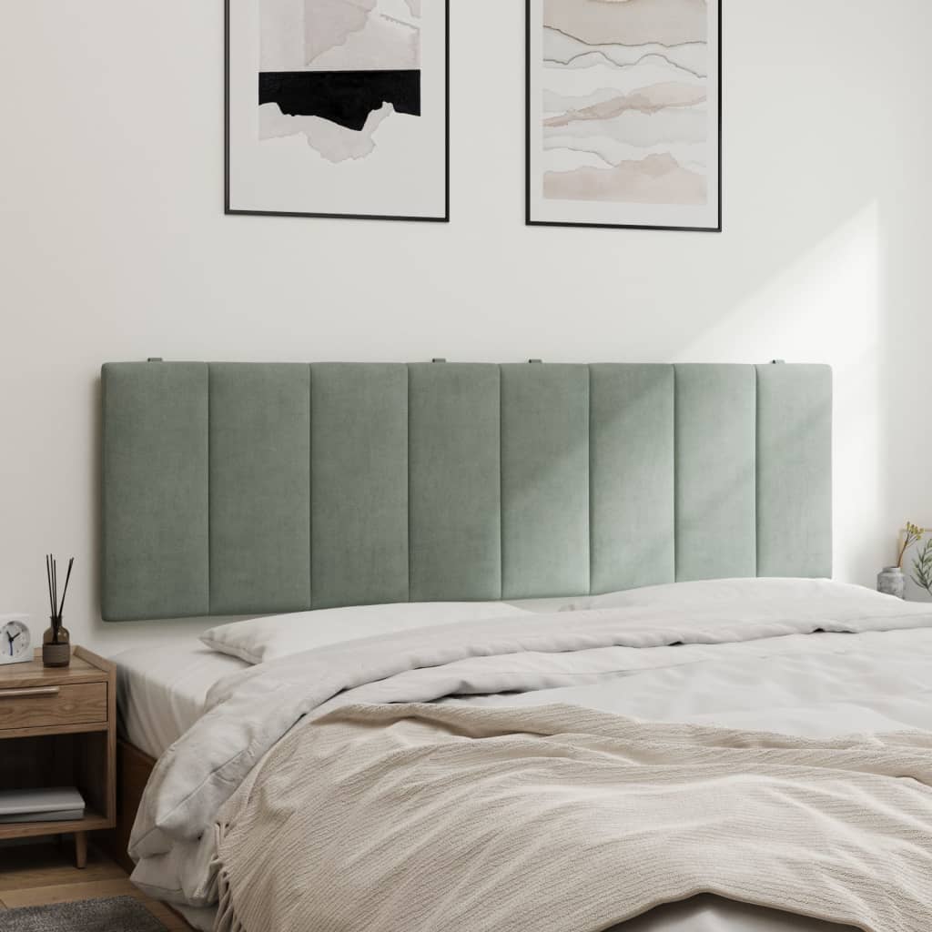 Hoofdbordkussen "Hanko" 152 cm fluweel lichtgrijs is nu te koop bij PeponiXL, paradijselijk wonen!