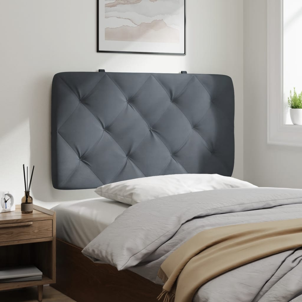 Hoofdbordkussen 90 cm fluweel donkergrijs is nu te koop bij PeponiXL, paradijselijk wonen!