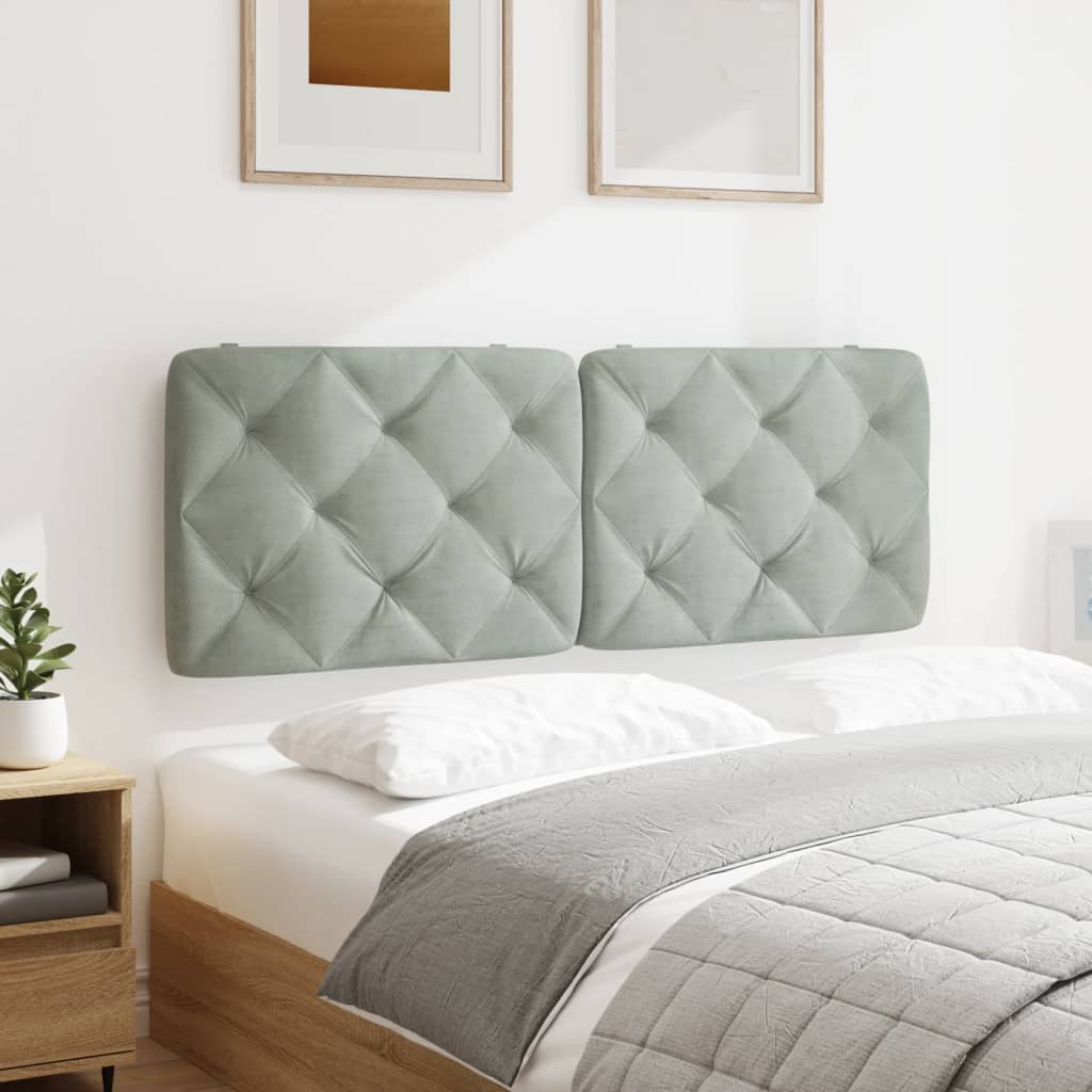 Hoofdbordkussen 120 cm fluweel lichtgrijs is nu te koop bij PeponiXL, paradijselijk wonen!