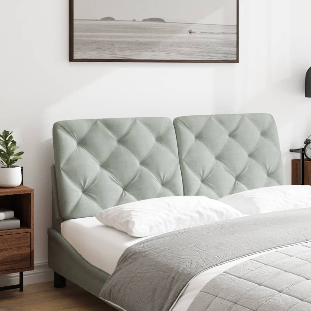 Hoofdbordkussen 140 cm velvet lichtgrijs is nu te koop bij PeponiXL, paradijselijk wonen!