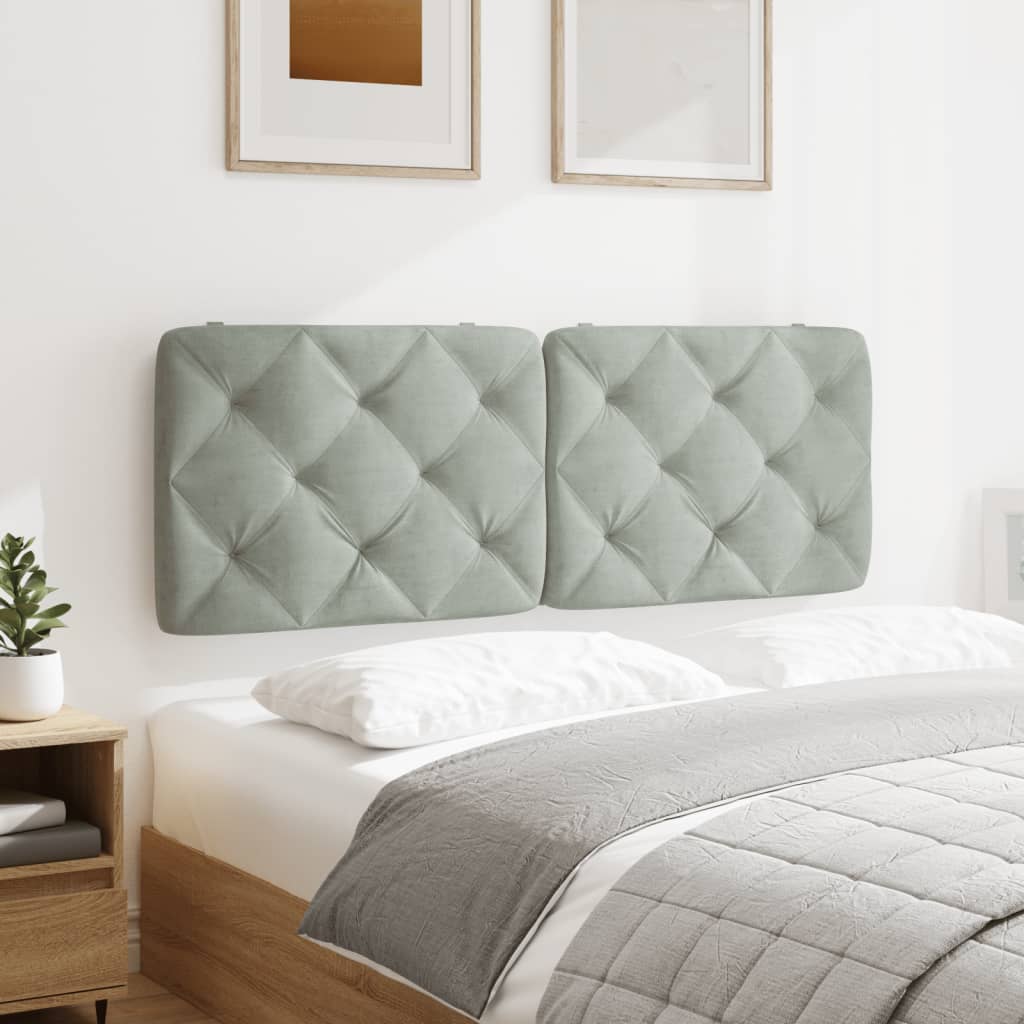 Hoofdbordkussen 140 cm velvet lichtgrijs is nu te koop bij PeponiXL, paradijselijk wonen!