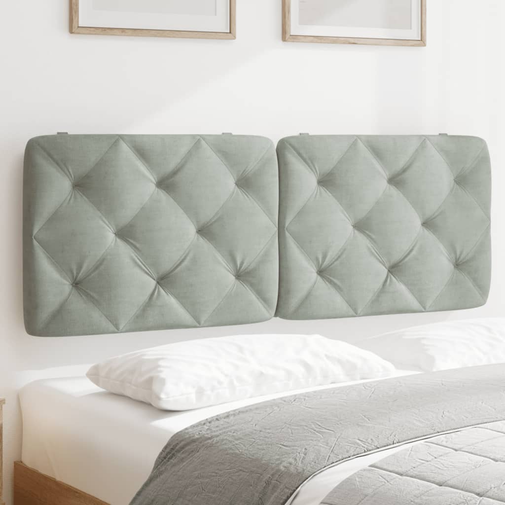 Hoofdbordkussen 140 cm velvet lichtgrijs is nu te koop bij PeponiXL, paradijselijk wonen!