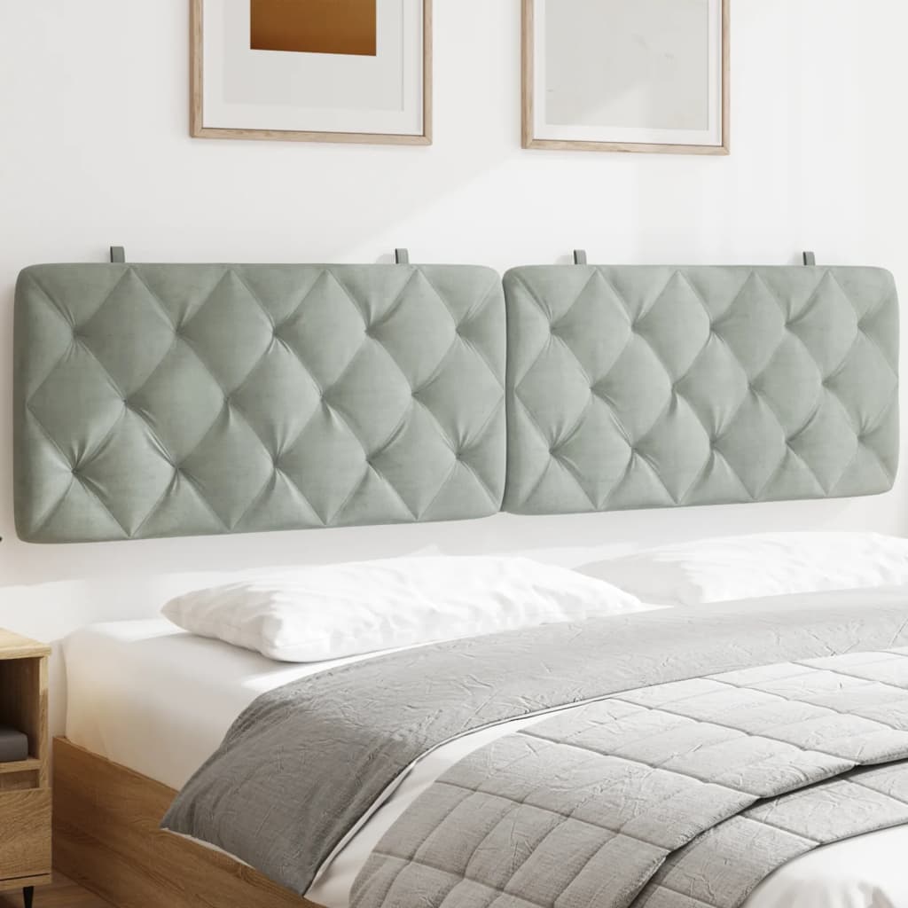 Hoofdbordkussen 200 cm velvet lichtgrijs is nu te koop bij PeponiXL, paradijselijk wonen!