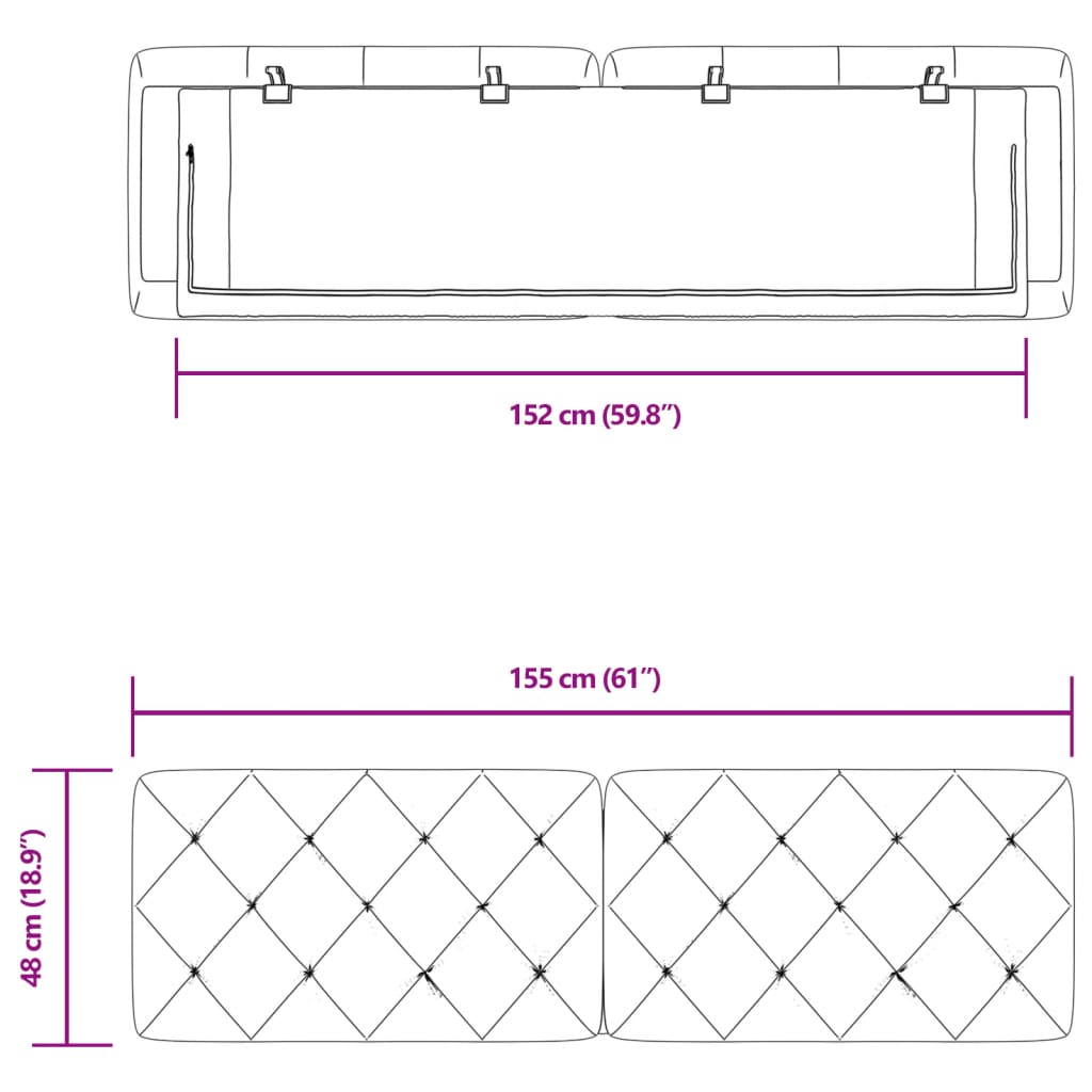 Hoofdbordkussen 152 cm fluweel donkergrijs is nu te koop bij PeponiXL, paradijselijk wonen!