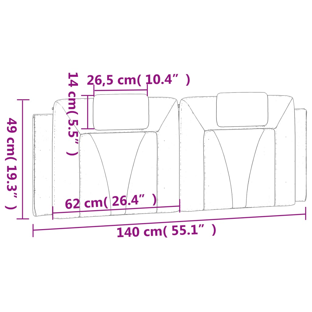 Hoofdbordkussen "Viana" 140 cm kunstleer zwart is nu te koop bij PeponiXL, paradijselijk wonen!