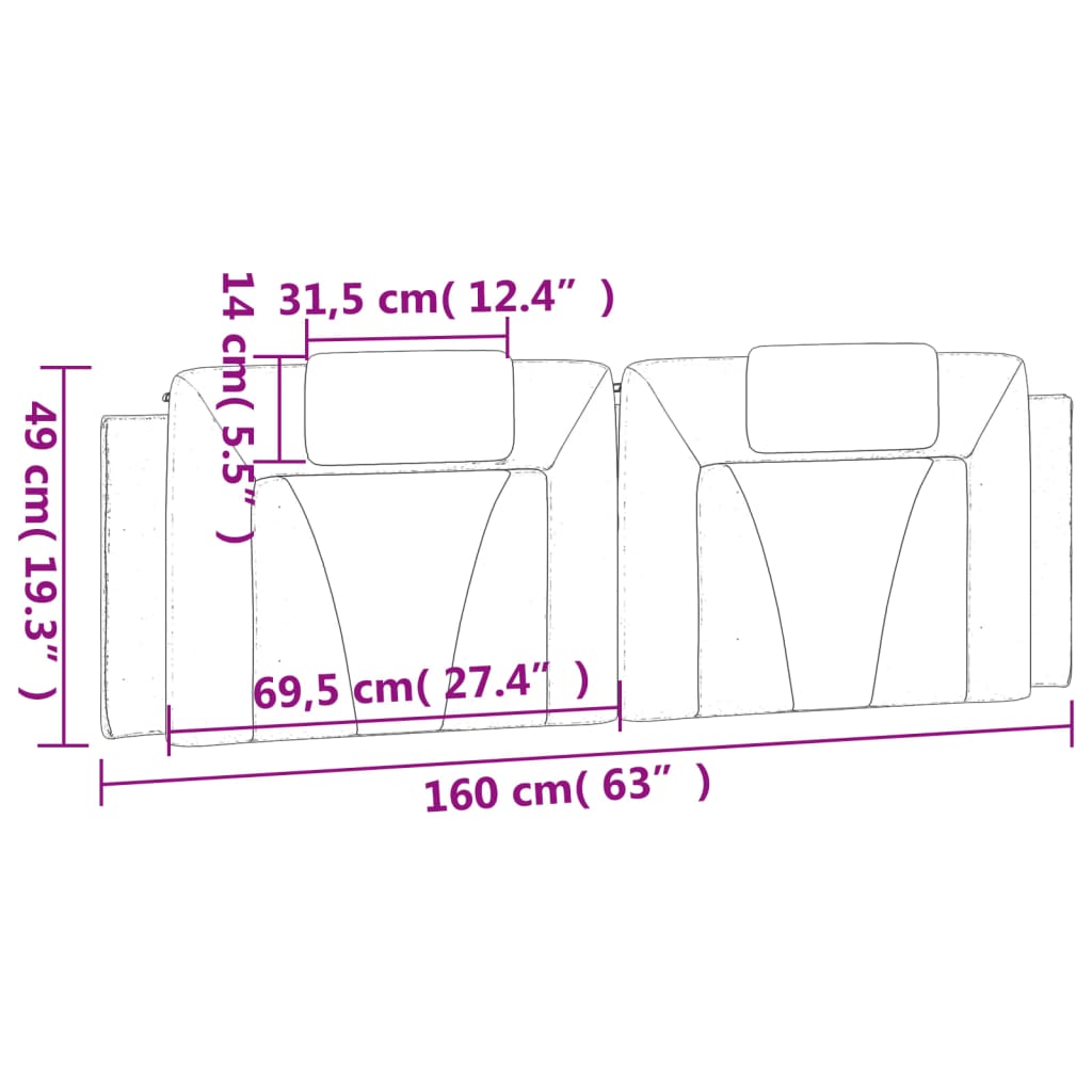 Hoofdbordkussen "Viana" 160 cm kunstleer bruin is nu te koop bij PeponiXL, paradijselijk wonen!