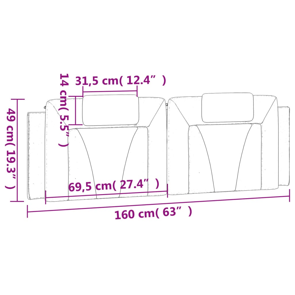 Hoofdbordkussen "Viana" 160 cm kunstleer cappuccinokleurig is nu te koop bij PeponiXL, paradijselijk wonen!