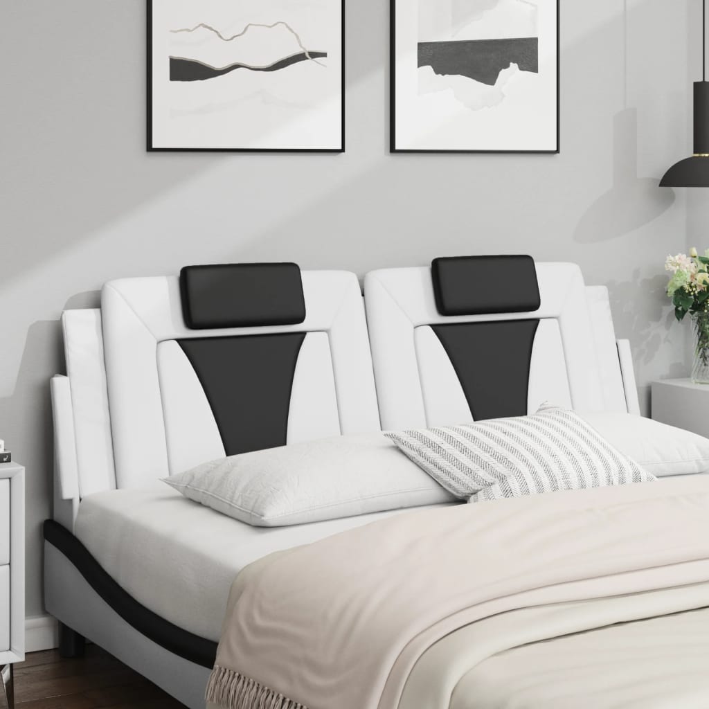 Hoofdbordkussen "Viana" 160 cm kunstleer wit en zwart is nu te koop bij PeponiXL, paradijselijk wonen!
