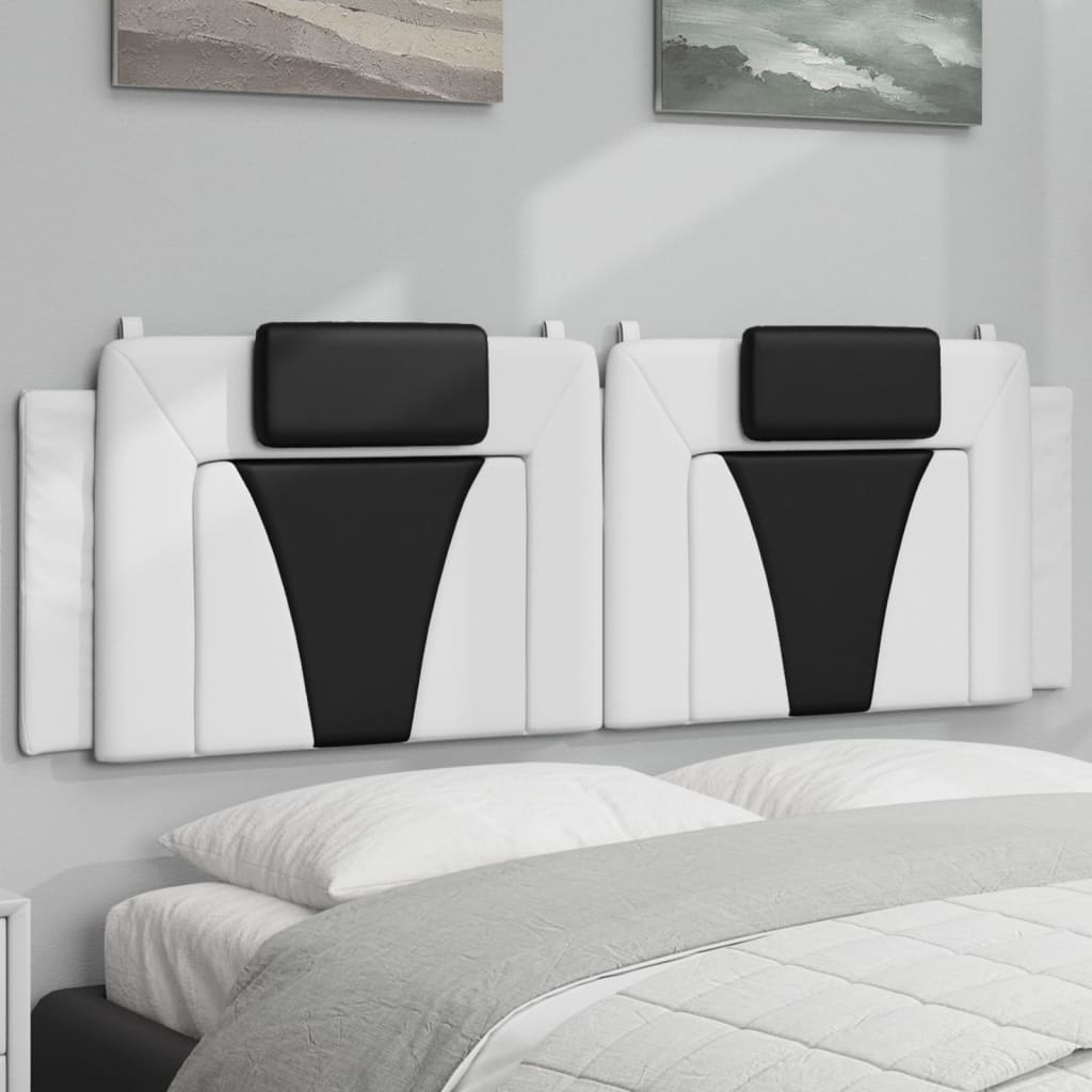 Hoofdbordkussen "Viana" 160 cm kunstleer wit en zwart is nu te koop bij PeponiXL, paradijselijk wonen!