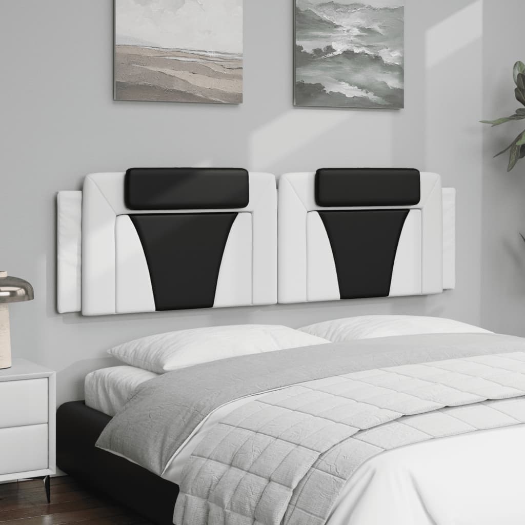 Hoofdbordkussen "Viana" 180 cm kunstleer wit en zwart is nu te koop bij PeponiXL, paradijselijk wonen!