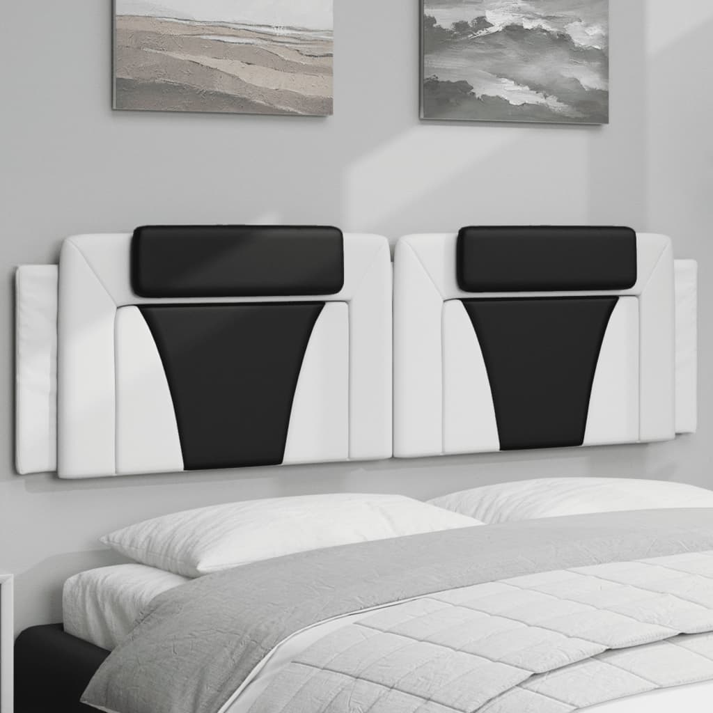 Hoofdbordkussen "Viana" 180 cm kunstleer wit en zwart is nu te koop bij PeponiXL, paradijselijk wonen!