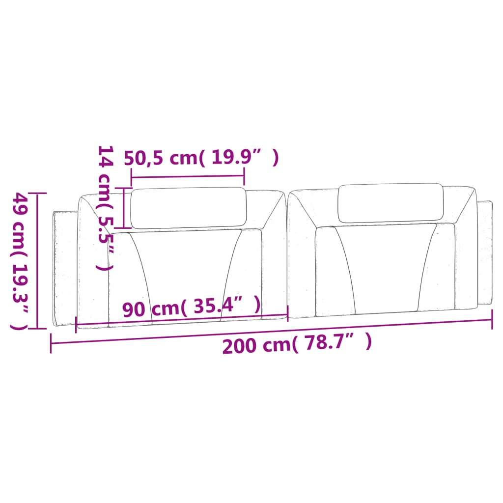 Hoofdbordkussen "Viana" 200 cm kunstleer cappuccinokleurig is nu te koop bij PeponiXL, paradijselijk wonen!