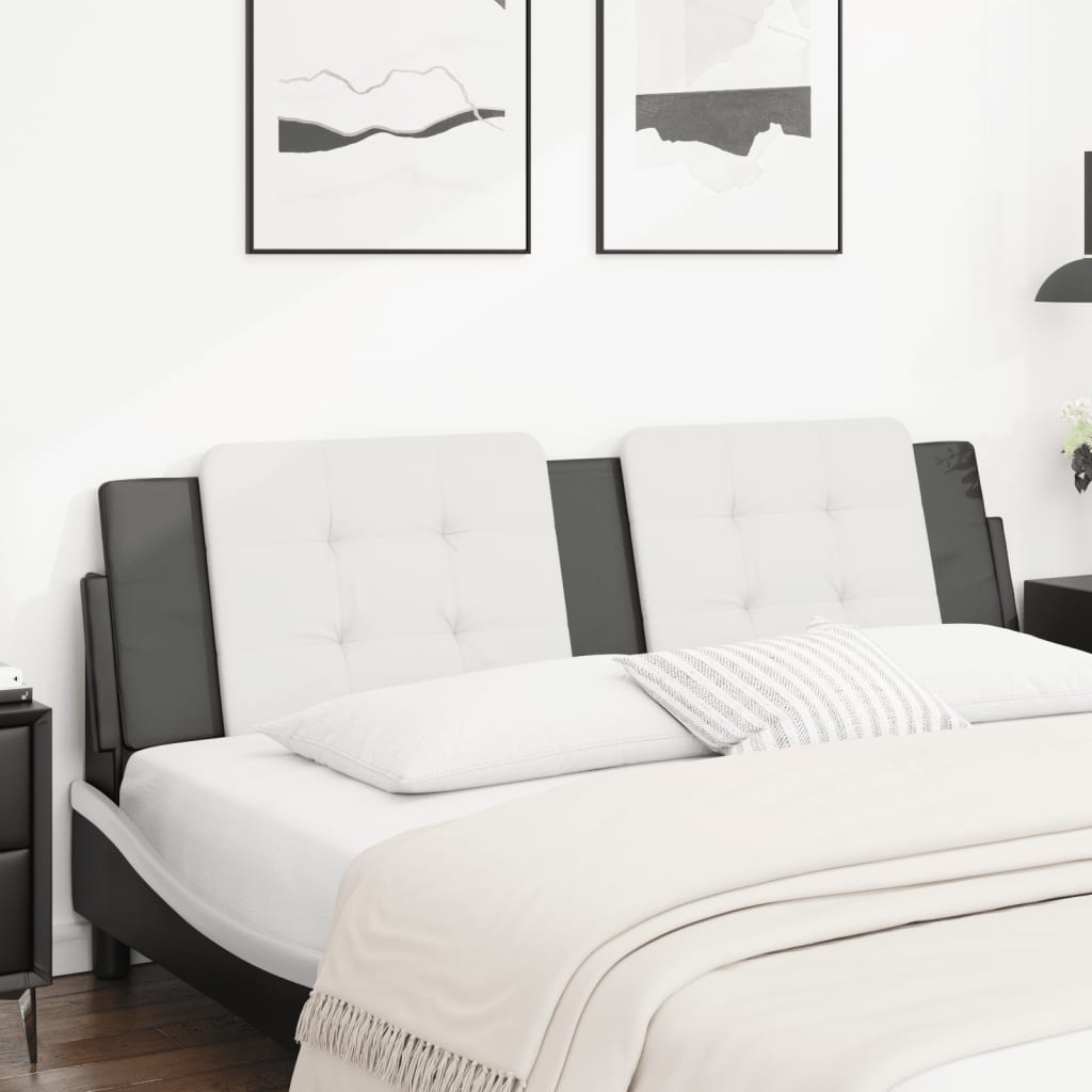 Hoofdbordkussen "Zadar" 180 cm kunstleer wit en zwart is nu te koop bij PeponiXL, paradijselijk wonen!