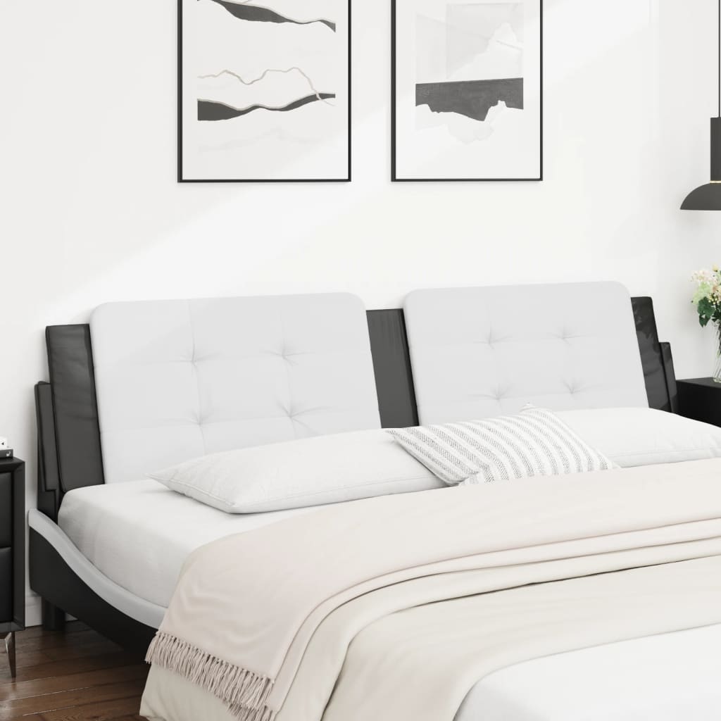 Hoofdbordkussen "Zadar" 200 cm kunstleer wit en zwart is nu te koop bij PeponiXL, paradijselijk wonen!