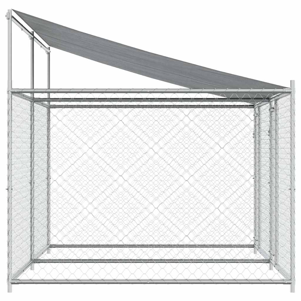 Hondenhok met dak en deuren 4x2x2 m gegalvaniseerd staal grijs is nu te koop bij PeponiXL, paradijselijk wonen!