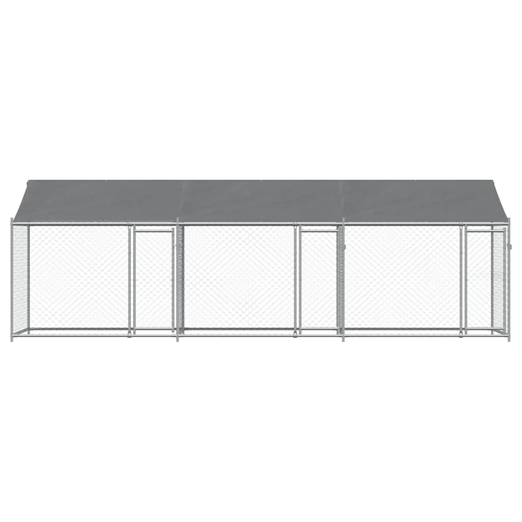 Hondenhok met dak en deuren 6x2x2 m gegalvaniseerd staal grijs is nu te koop bij PeponiXL, paradijselijk wonen!