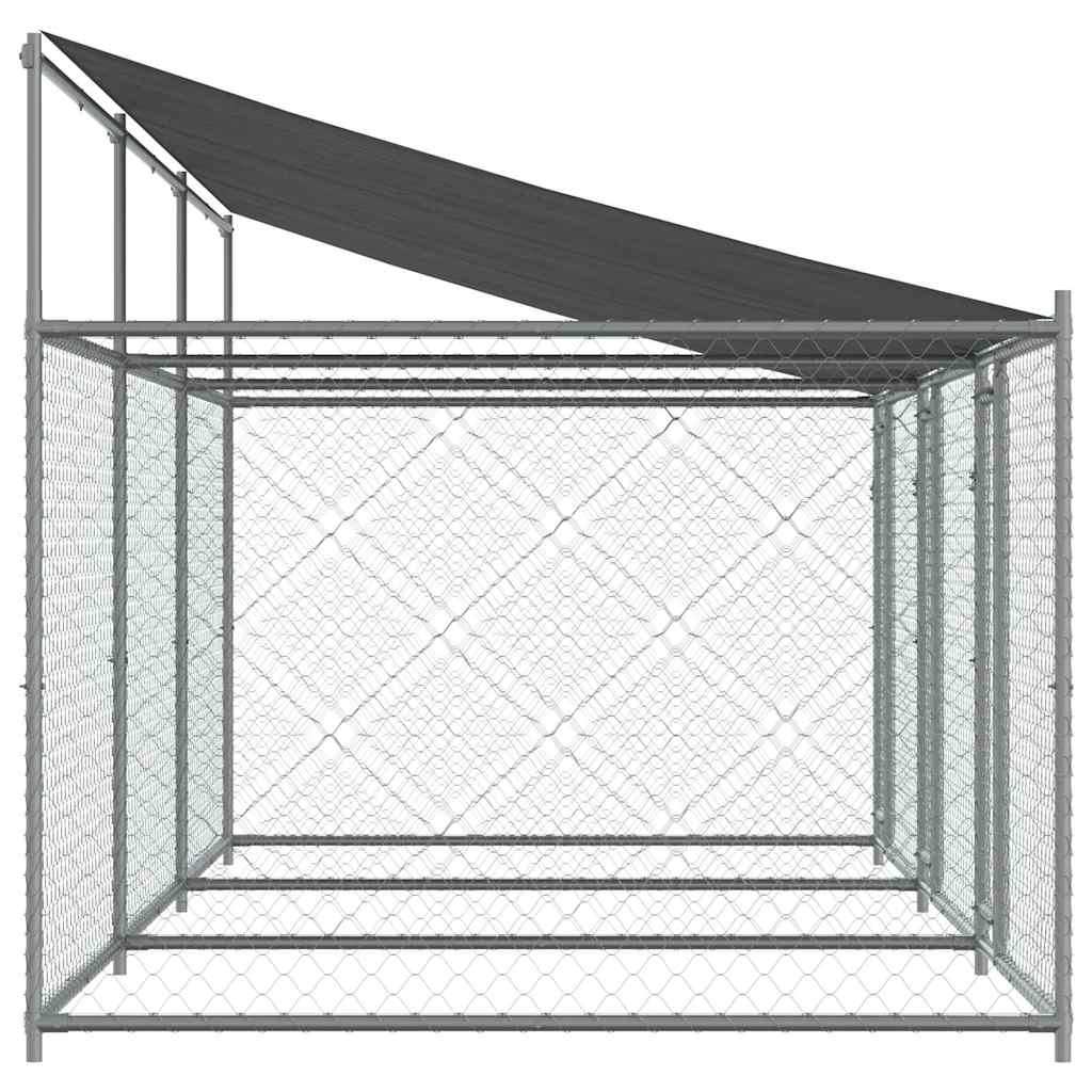 Hondenhok met dak en deuren 6x2x2 m gegalvaniseerd staal grijs is nu te koop bij PeponiXL, paradijselijk wonen!