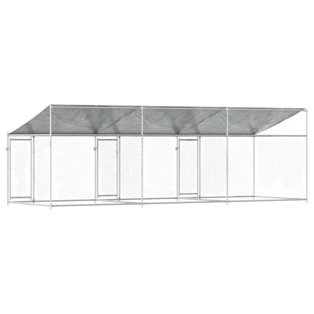 Hondenhok met dak en deuren 6x2x2 m gegalvaniseerd staal grijs is nu te koop bij PeponiXL, paradijselijk wonen!