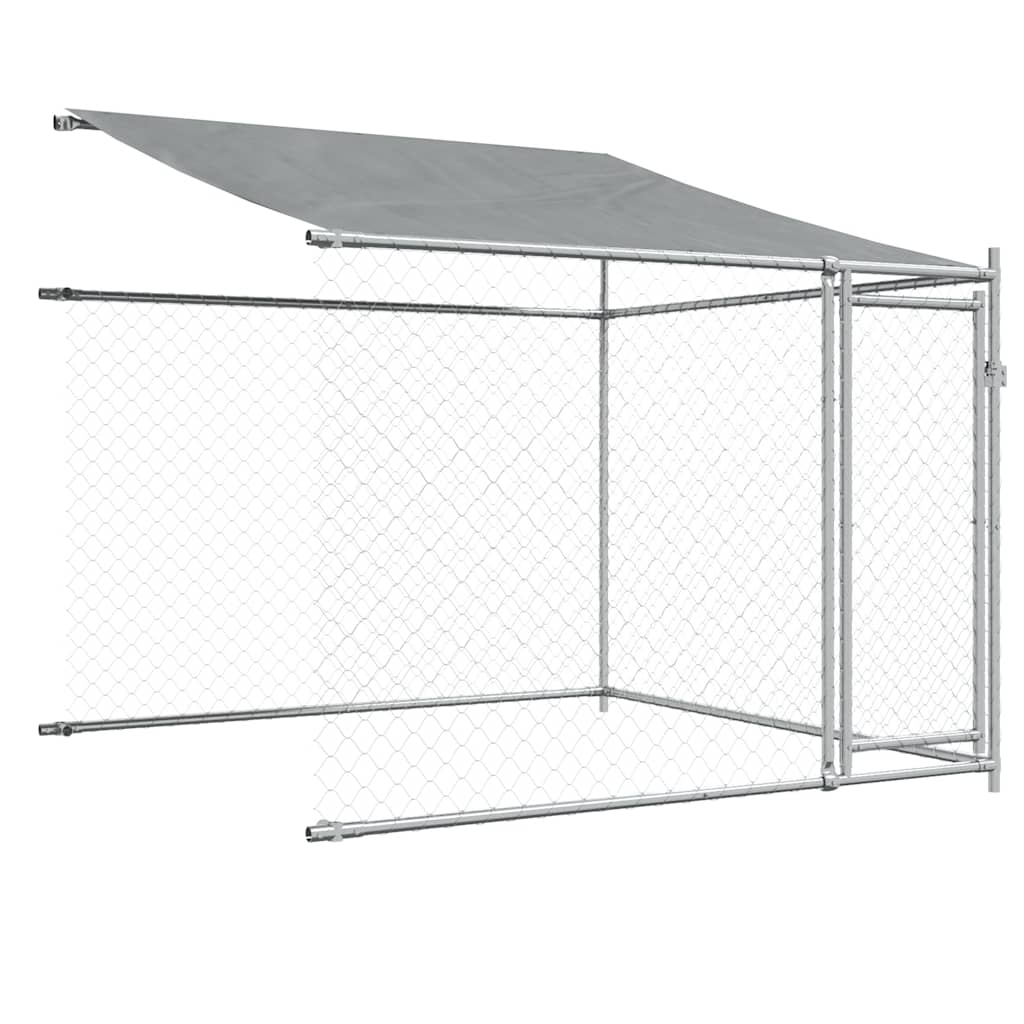 Hondenhok met dak en deuren 6x2x2 m gegalvaniseerd staal grijs is nu te koop bij PeponiXL, paradijselijk wonen!