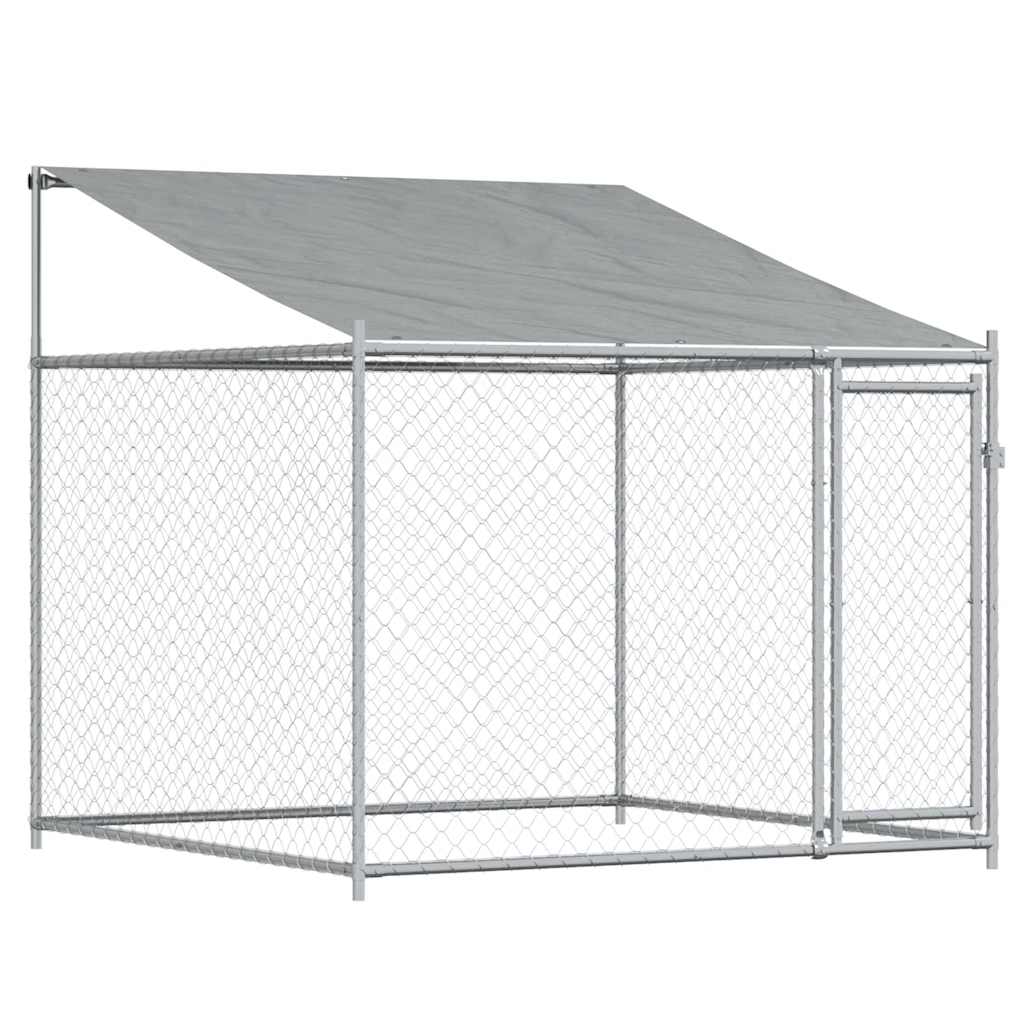 Hondenhok met dak en deuren 6x2x2 m gegalvaniseerd staal grijs is nu te koop bij PeponiXL, paradijselijk wonen!