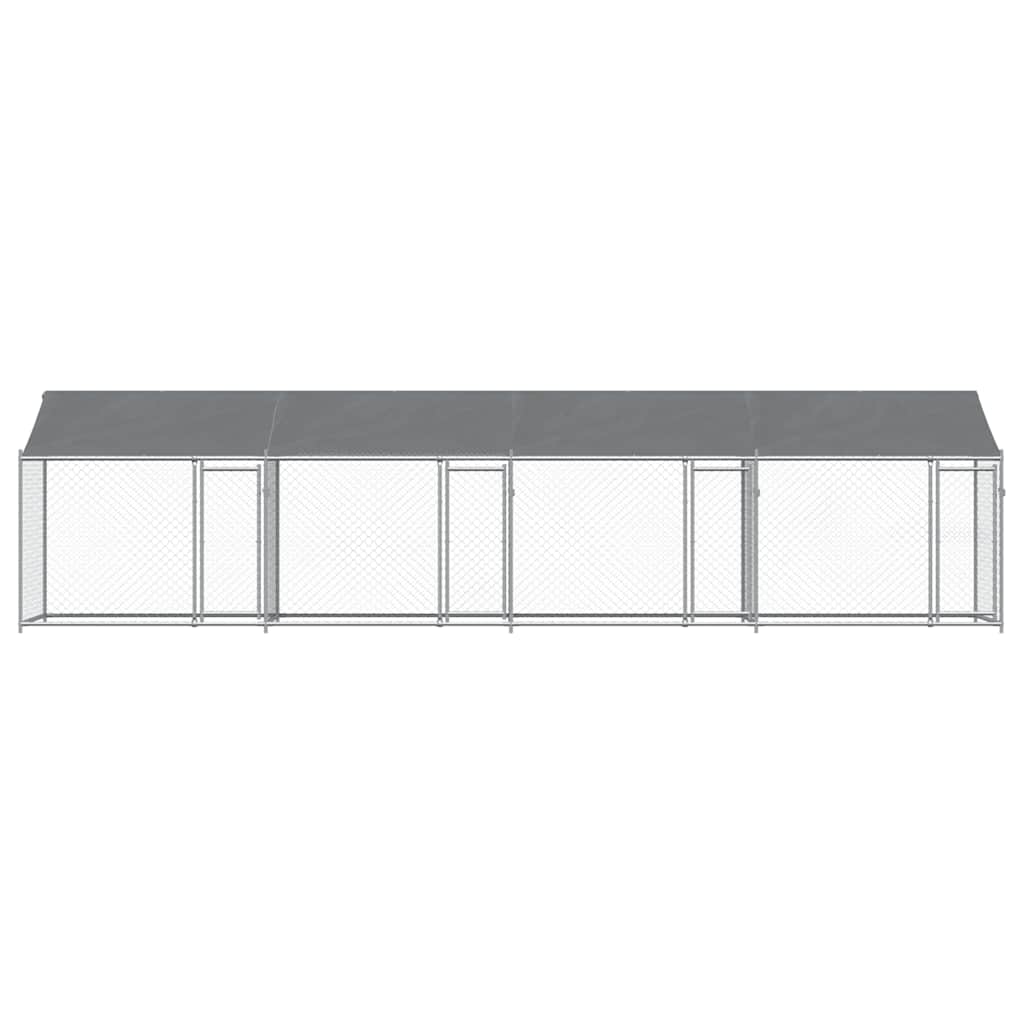 Hondenhok met dak en deuren 8x2x2 m gegalvaniseerd staal grijs is nu te koop bij PeponiXL, paradijselijk wonen!