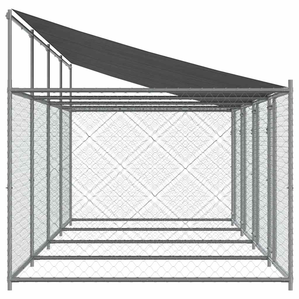 Hondenhok met dak en deuren 8x2x2 m gegalvaniseerd staal grijs is nu te koop bij PeponiXL, paradijselijk wonen!
