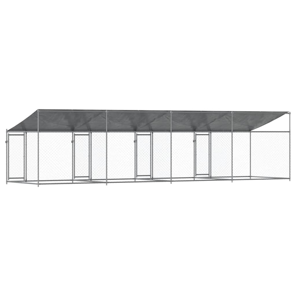 Hondenhok met dak en deuren 8x2x2 m gegalvaniseerd staal grijs is nu te koop bij PeponiXL, paradijselijk wonen!