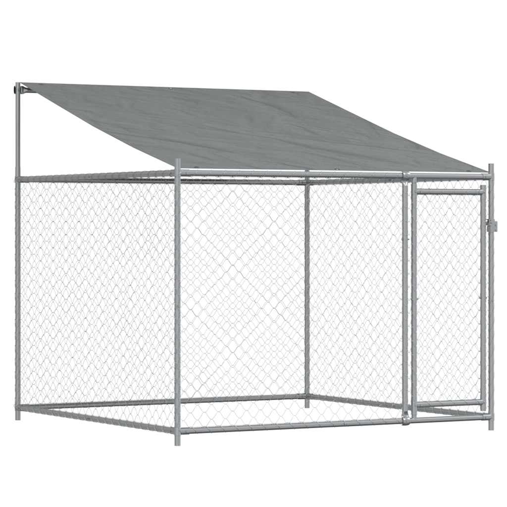 Hondenhok met dak en deuren 8x2x2 m gegalvaniseerd staal grijs is nu te koop bij PeponiXL, paradijselijk wonen!
