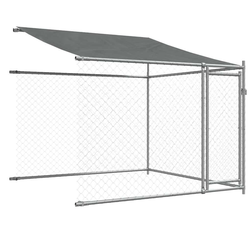Hondenhok met dak en deuren 8x2x2 m gegalvaniseerd staal grijs is nu te koop bij PeponiXL, paradijselijk wonen!