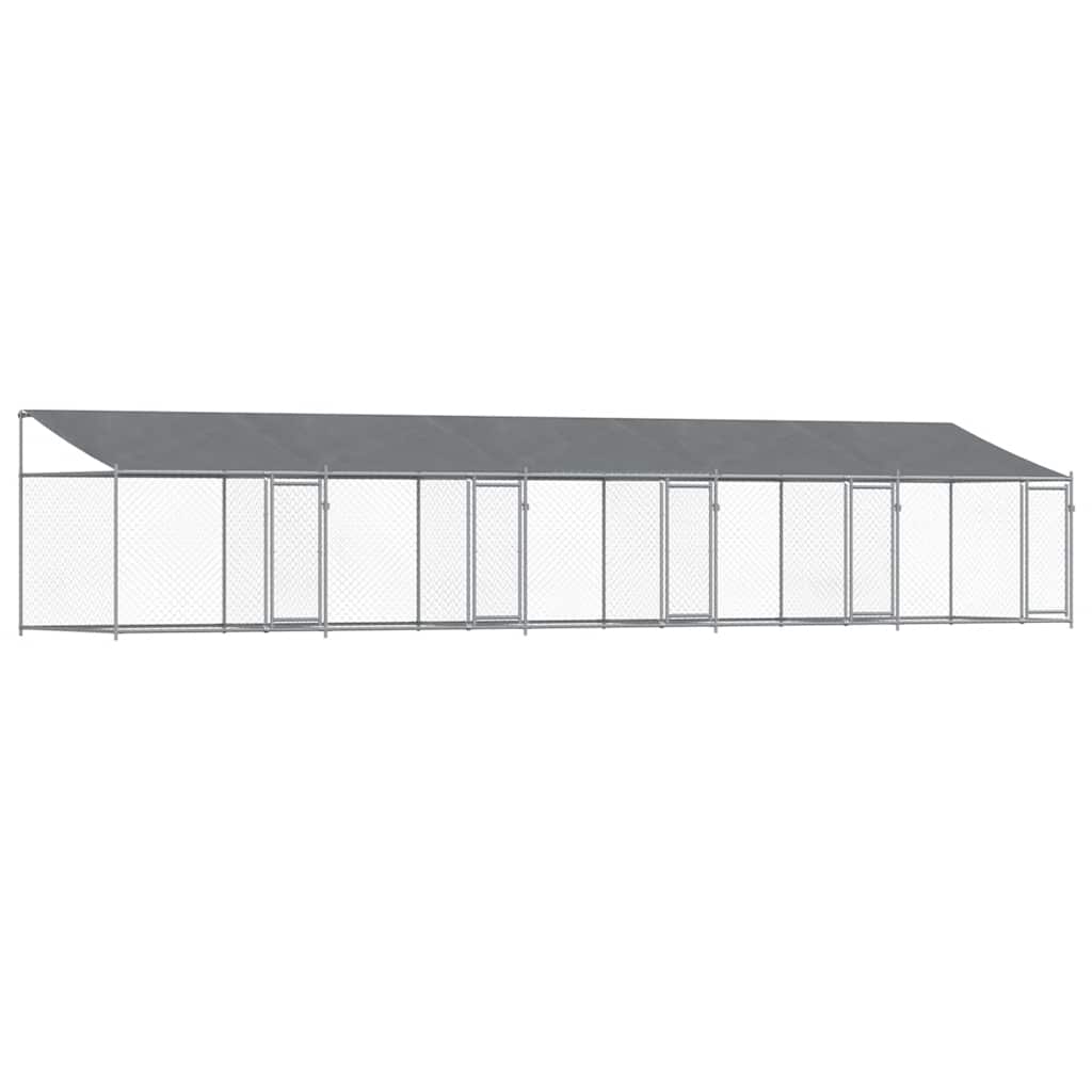 Hondenhok met dak en deuren 10x2x2 m gegalvaniseerd staal grijs is nu te koop bij PeponiXL, paradijselijk wonen!