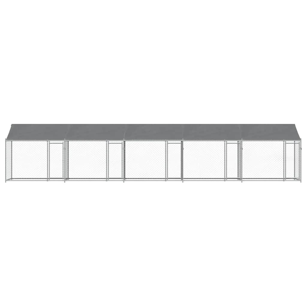 Hondenhok met dak en deuren 10x2x2 m gegalvaniseerd staal grijs is nu te koop bij PeponiXL, paradijselijk wonen!