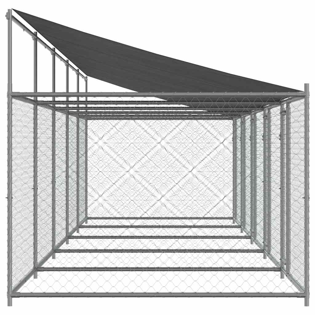 Hondenhok met dak en deuren 10x2x2 m gegalvaniseerd staal grijs is nu te koop bij PeponiXL, paradijselijk wonen!