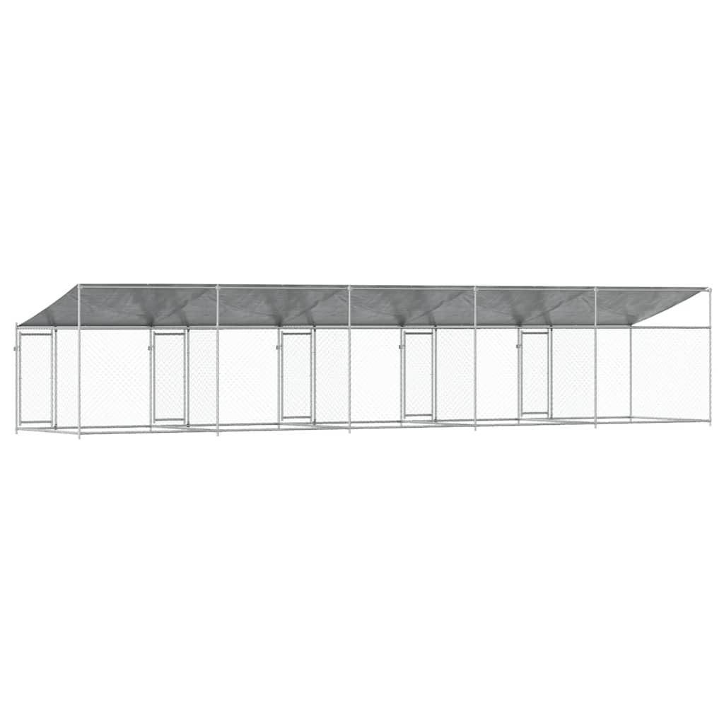 Hondenhok met dak en deuren 10x2x2 m gegalvaniseerd staal grijs is nu te koop bij PeponiXL, paradijselijk wonen!