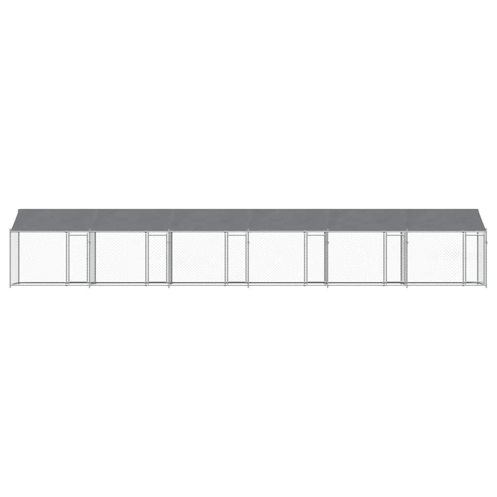 Hondenhok met dak en deuren 12x2x2 m gegalvaniseerd staal grijs is nu te koop bij PeponiXL, paradijselijk wonen!