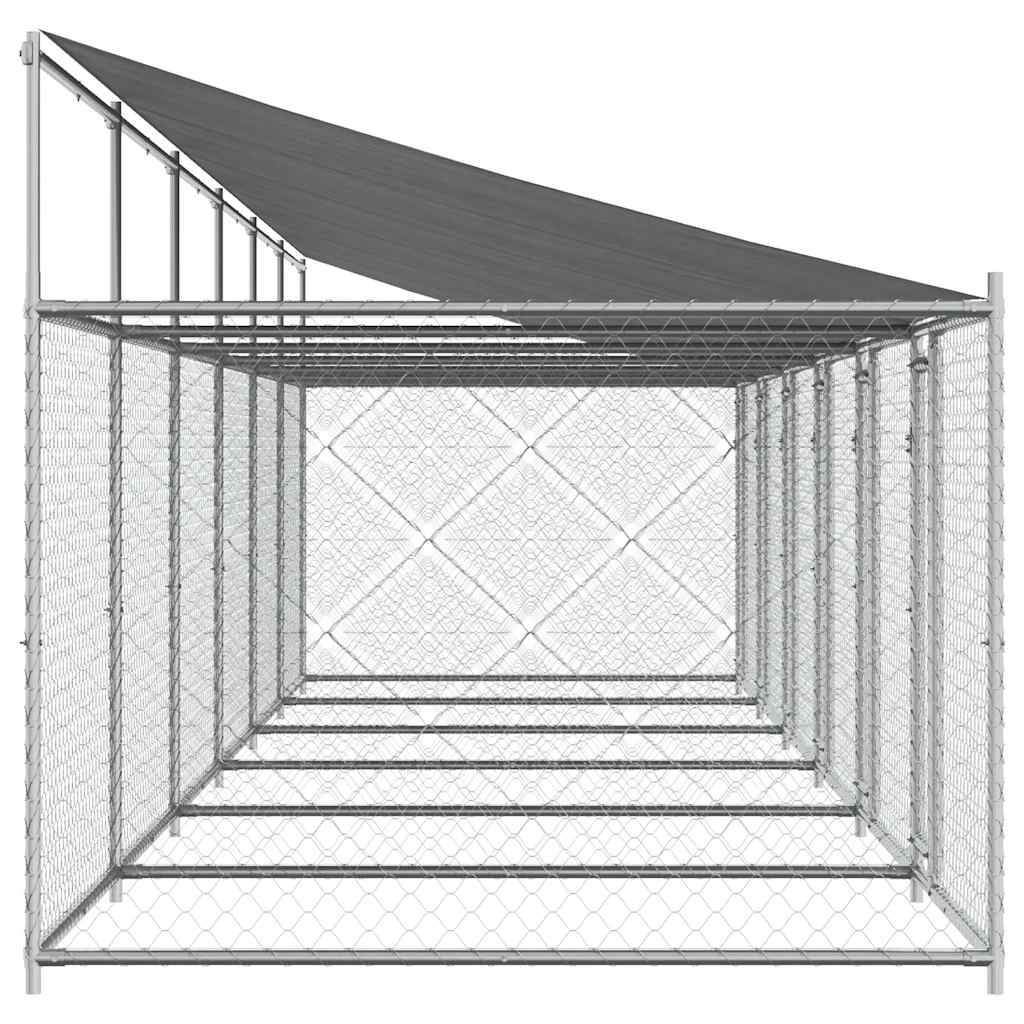 Hondenhok met dak en deuren 12x2x2 m gegalvaniseerd staal grijs is nu te koop bij PeponiXL, paradijselijk wonen!
