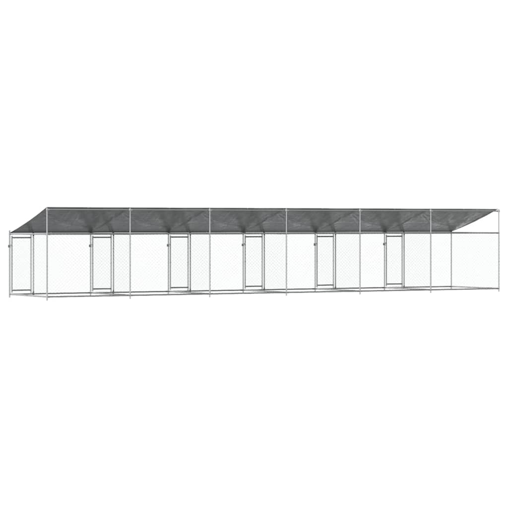 Hondenhok met dak en deuren 12x2x2 m gegalvaniseerd staal grijs is nu te koop bij PeponiXL, paradijselijk wonen!