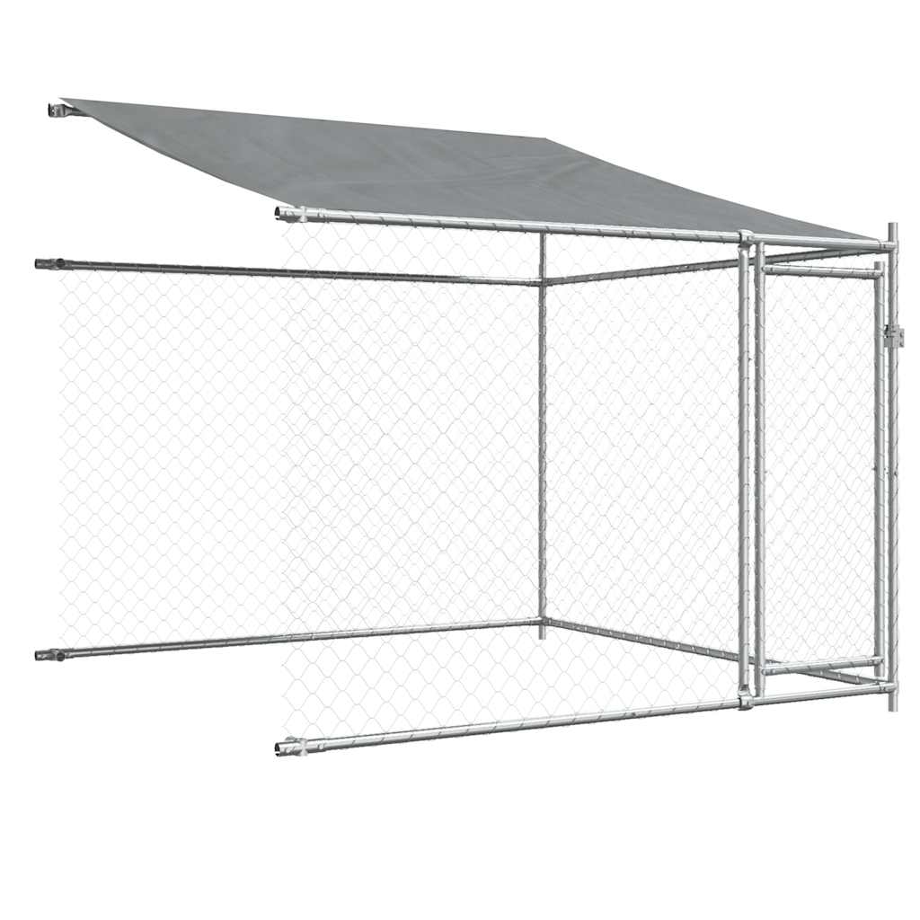 Hondenhok met dak en deuren 12x2x2 m gegalvaniseerd staal grijs is nu te koop bij PeponiXL, paradijselijk wonen!