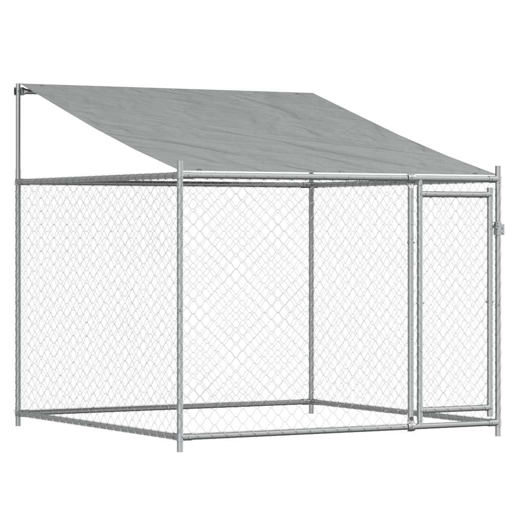 Hondenhok met dak en deuren 12x2x2 m gegalvaniseerd staal grijs is nu te koop bij PeponiXL, paradijselijk wonen!