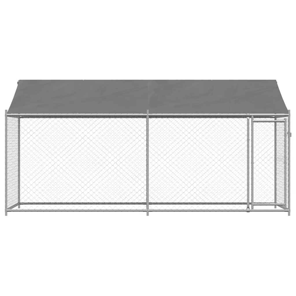 Hondenhok met dak en deur 4x2x2 m gegalvaniseerd staal grijs is nu te koop bij PeponiXL, paradijselijk wonen!