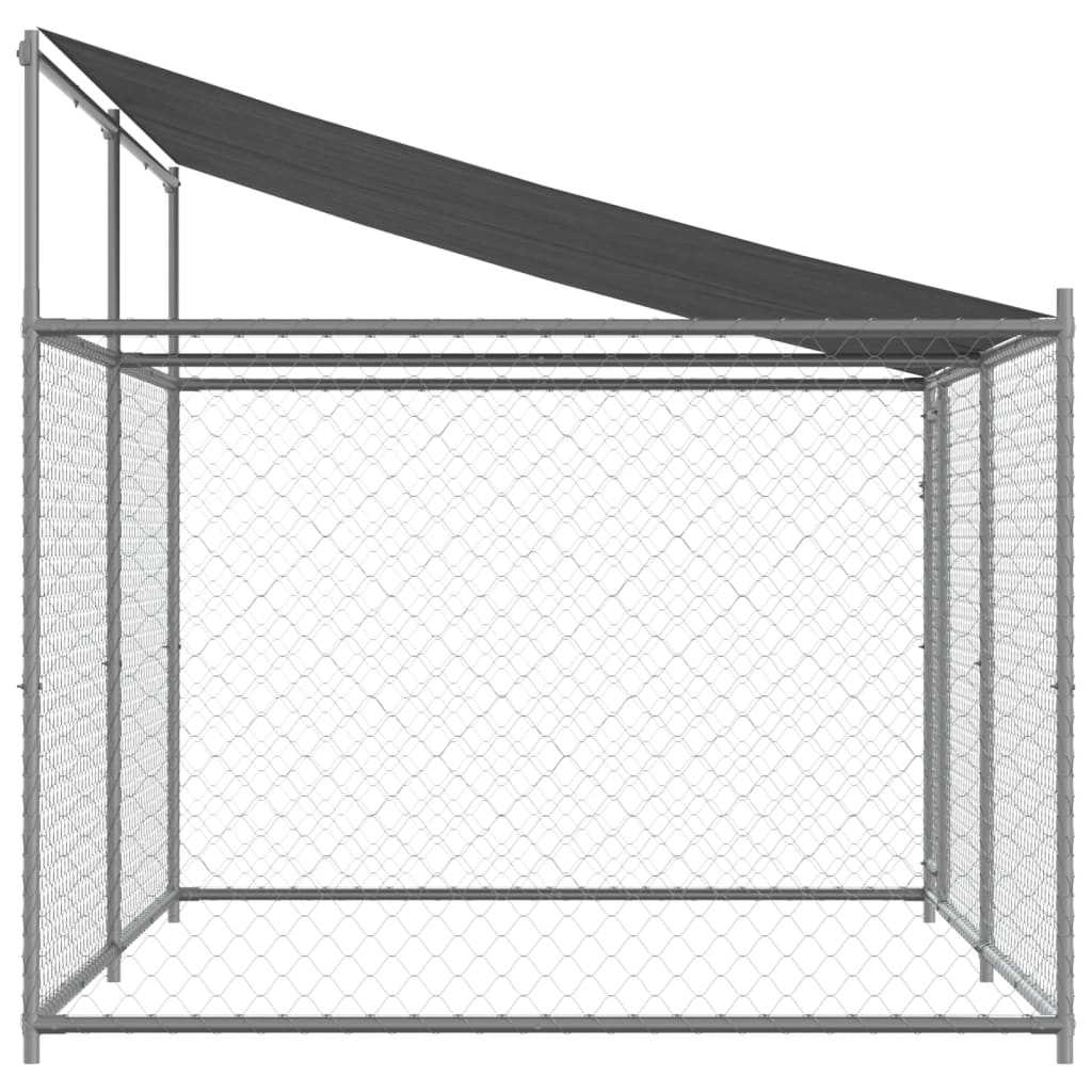Hondenhok met dak en deur 4x2x2 m gegalvaniseerd staal grijs is nu te koop bij PeponiXL, paradijselijk wonen!