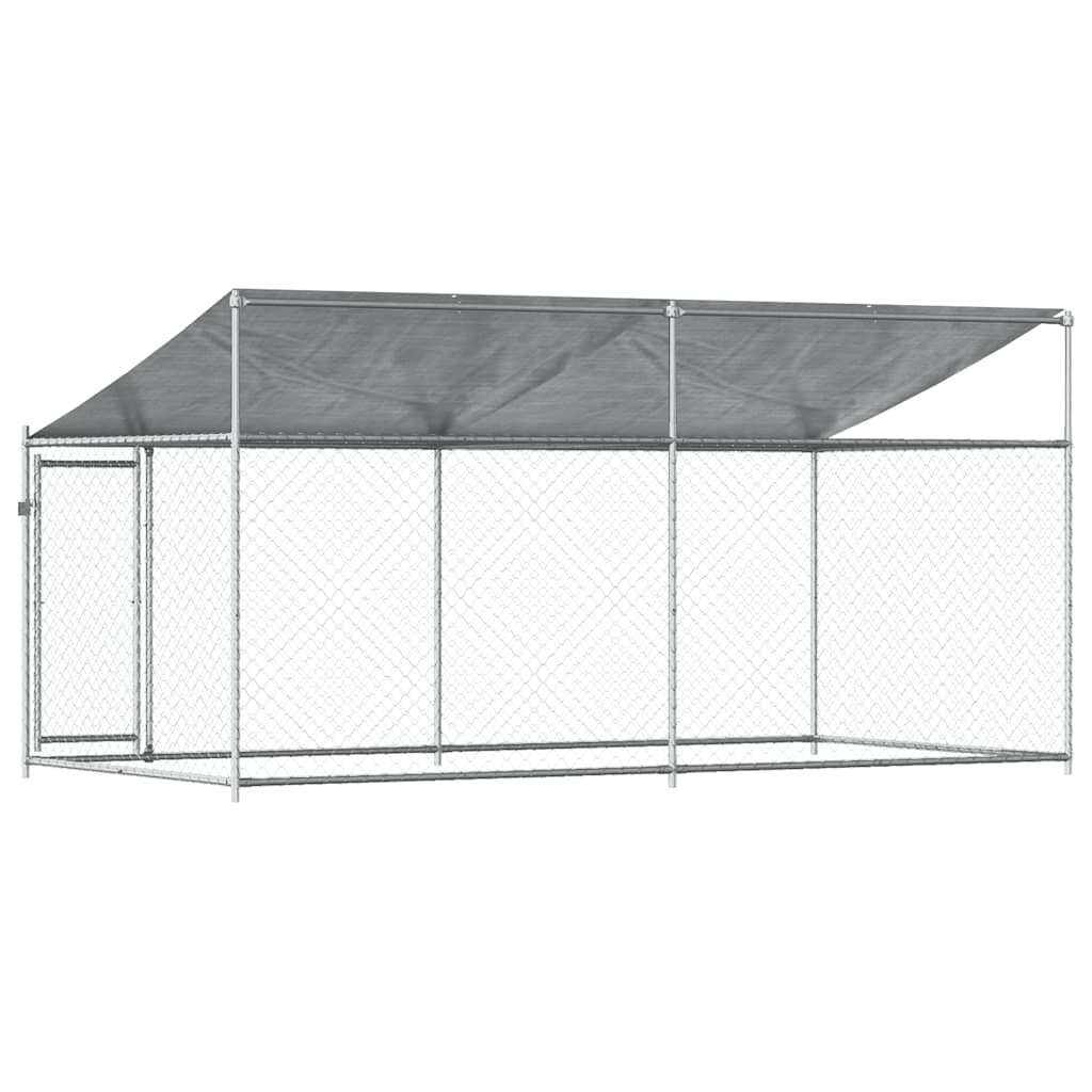 Hondenhok met dak en deur 4x2x2 m gegalvaniseerd staal grijs is nu te koop bij PeponiXL, paradijselijk wonen!